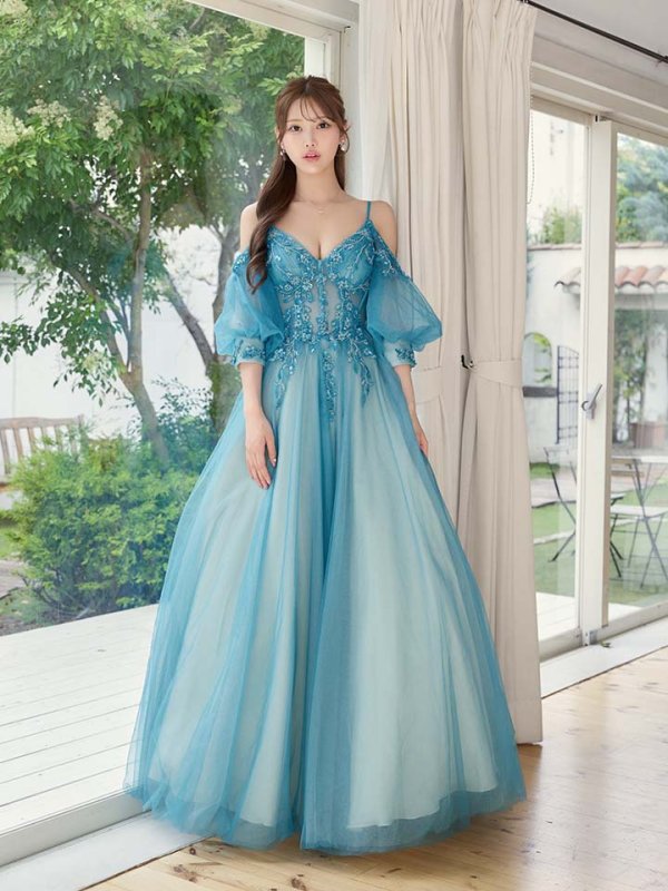 ブルーグリーン　 モデル：るりぴ　身長：165cm　着用サイズ：Sサイズ