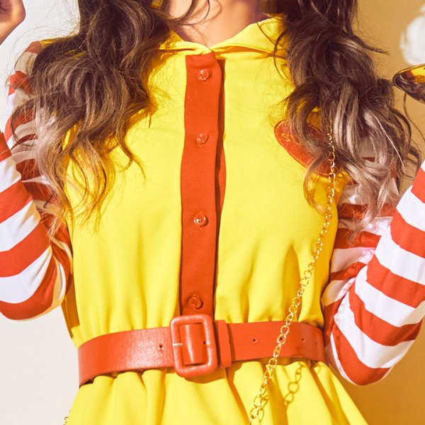 画像5: 【SALE!!】【即日発送】ハンバーガーショップガール/ウェイトレスコスプレ/フレアスカート/ロングスリーブ/Aライン【ハロウィン3点セット】【S-XLサイズ/1カラー】(B017SB/STEE07R)[HC03] (5)