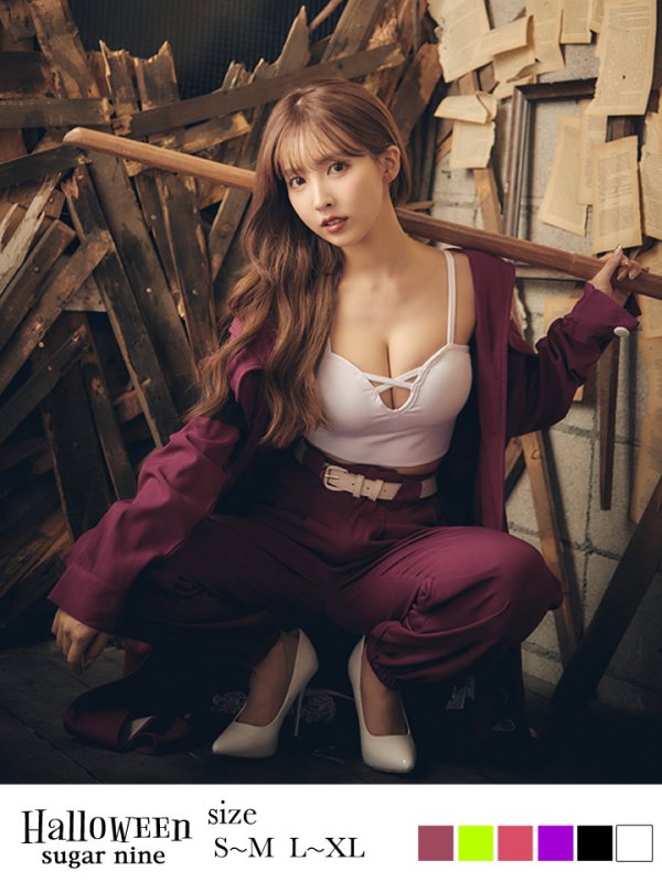 画像2: 【即日発送】特攻服コスプレセット【sugar nineハロウィン4点セット】【S-XLサイズ/6カラー】(7137SB)[HC02] (2)