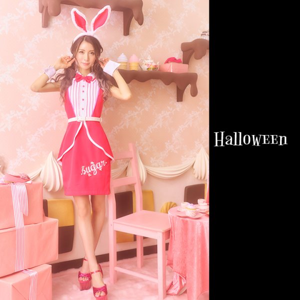 画像2: 【SALE!!】【即日発送】ピンクドールバニーコスプレ【ハロウィン5点セット】【S-XLサイズ/1カラー】[HC03] (2)