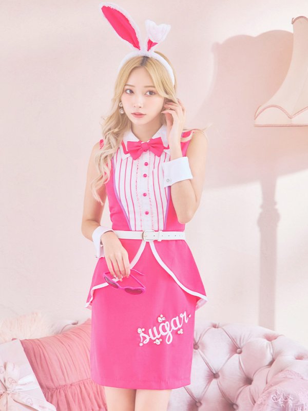 画像2: 【SALE!!】【即日発送】【ハロウィン】ピンクドールバニーコスプレ【コスプレ5点セット】（5722meganeSB）【S-XLサイズ/1カラー】[OF01] (2)