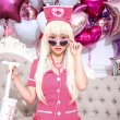 画像4: 【値下げ！】【ハロウィン2点セット】ピンクナースコスプレセット【S-Lサイズ/1カラー】(6731sockSB/ch02)[HC02] (4)