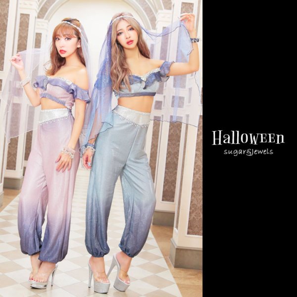 画像3: アラビアンガール/アラジンコスプレセット【ハロウィン4点セット】【S-Mサイズ/2カラー】[HC03] (3)