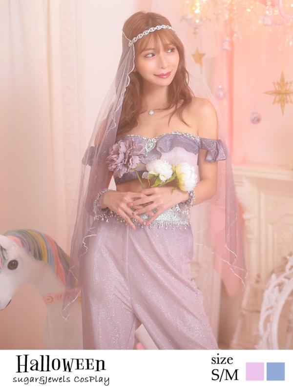画像1: 【即日発送】アラビアンガールコスプレセット【ハロウィン4点セット】【S-Mサイズ/2カラー】[YMT] (1)