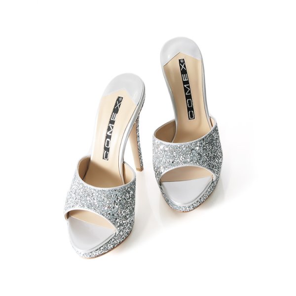 画像6: 【COMEX】2color/ ラメグリッター/13.5cmヒール/ ミュール/ サンダル[OF02] (6)