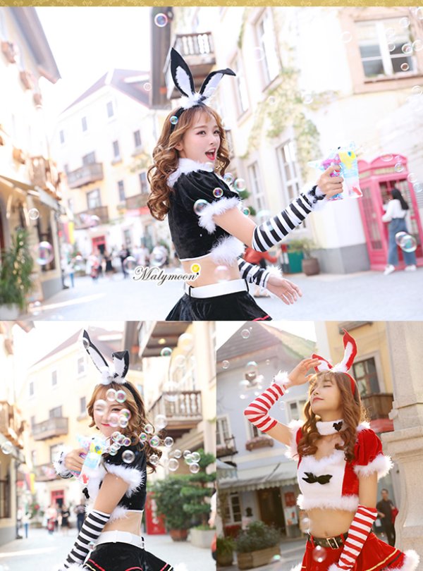 画像8: 【即日発送】【クリスマスコスプレ8点セット】【Malymoon/マリームーン】バニーサンタクロースコスチューム【フリーサイズ/2カラー】[HC03] (8)