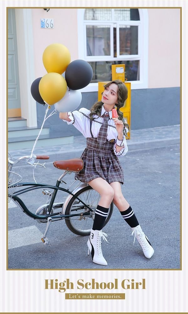 画像10: 【即日発送】オフショル女子高生/ミニスカJK《ハロウィンコスプレ8点セット》【Malymoon/マリームーン】[HC03] (10)