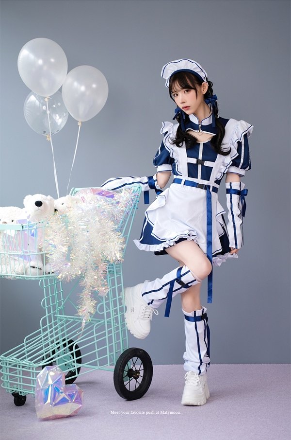 画像7: 【即日発送】アクセントラインハーネスジャージメイド【マリームーン】【ハロウィンコスプレ6点セット】【フリーサイズ/3カラー】[HC03] (7)