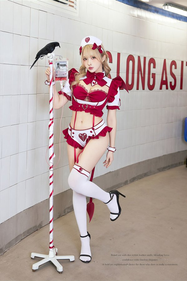 画像3: 【送料無料！】【ハロウィン】ポイズンルージュサキュバスナース【コスプレ13点SET】【Fサイズ】[OF03]モデル着用 (3)
