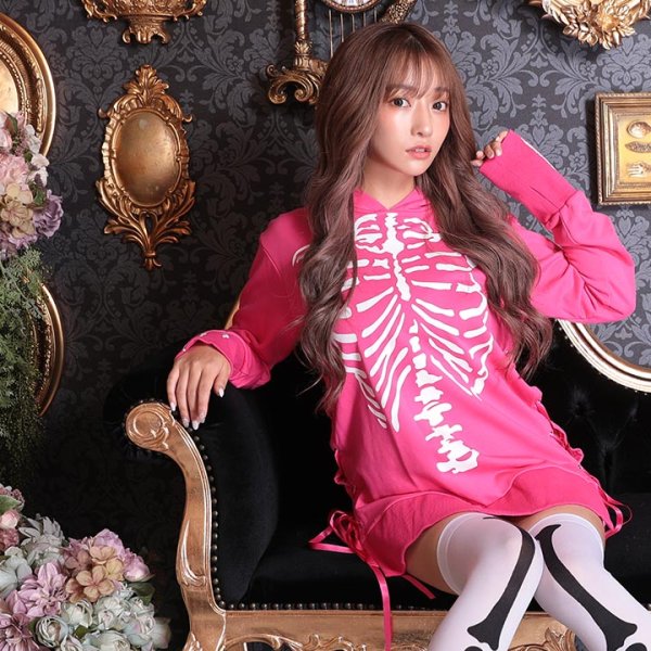 画像8: 【SALE!!】【即日発送】スカルプリントパーカーコスプレ【ハロウィン】【S-XLサイズ/2カラー】(7108sockSB B-W) [OF01] (8)