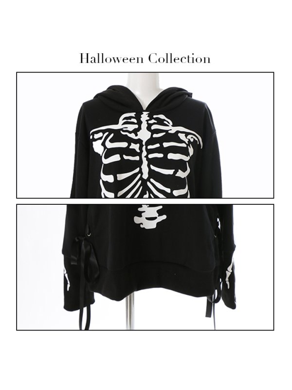 画像16: 【値下げ！】【即日発送】スカルプリントパーカーコスプレ【sugar nineハロウィン】【S-Mサイズ/2カラー】[YMT] (16)