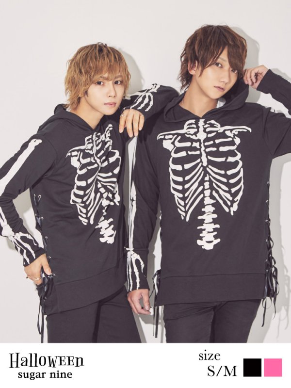 画像3: 【値下げ！】【即日発送】スカルプリントパーカーコスプレ【sugar nineハロウィン】【S-Mサイズ/2カラー】[YMT] (3)