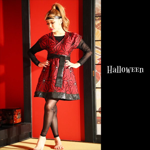 画像2: 【SALE!!】【ハロウィン4点セット】スタイリッシュでクールな忍者コスプレセット【S-Lサイズ/1カラー】[HC03] (2)