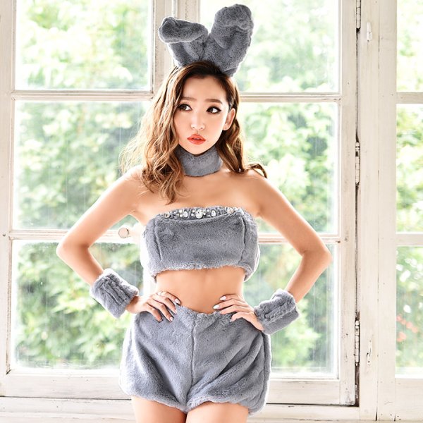 画像8: もこもこバニーコスプレ/アニマルコスプレセット【sugar nineハロウィン6点セット】【FREEサイズ/1カラー】[HC03] (8)