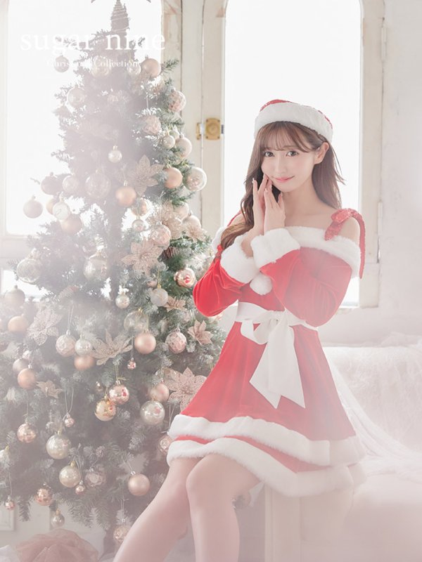 画像18: 【一部予約 / 11月中旬発送予定】【sugar nine サンタコス 4点セット】【XS-XLサイズ/8カラー】グリッターリボン2段フレアサンタコスプレ[OF01] (18)