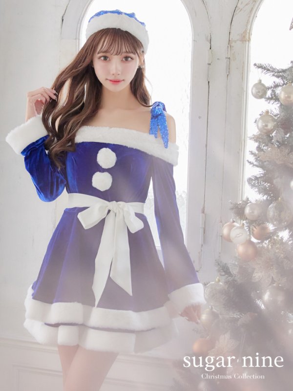 画像20: 【一部予約 / 11月中旬発送予定】【送料無料！】【サンタ】グリッターリボン2段フレアサンタコスプレ【コスプレ4点セット】【XS-XLサイズ/8カラー】[OF03] (20)