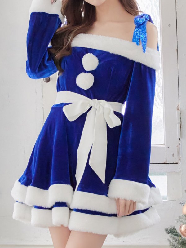 画像11: 【一部予約 / 11月中旬発送予定】【sugar nine サンタコス 4点セット】【XS-XLサイズ/8カラー】グリッターリボン2段フレアサンタコスプレ[OF01] (11)