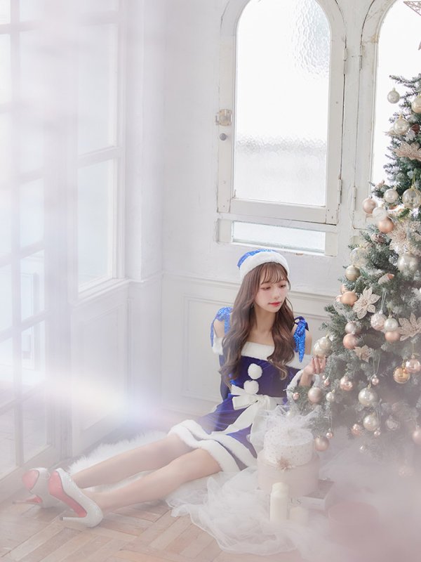 画像14: 【一部予約 / 11月中旬発送予定】【sugar nine サンタコス 4点セット】【XS-XLサイズ/8カラー】グリッターリボン2段フレアサンタコスプレ[OF01] (14)