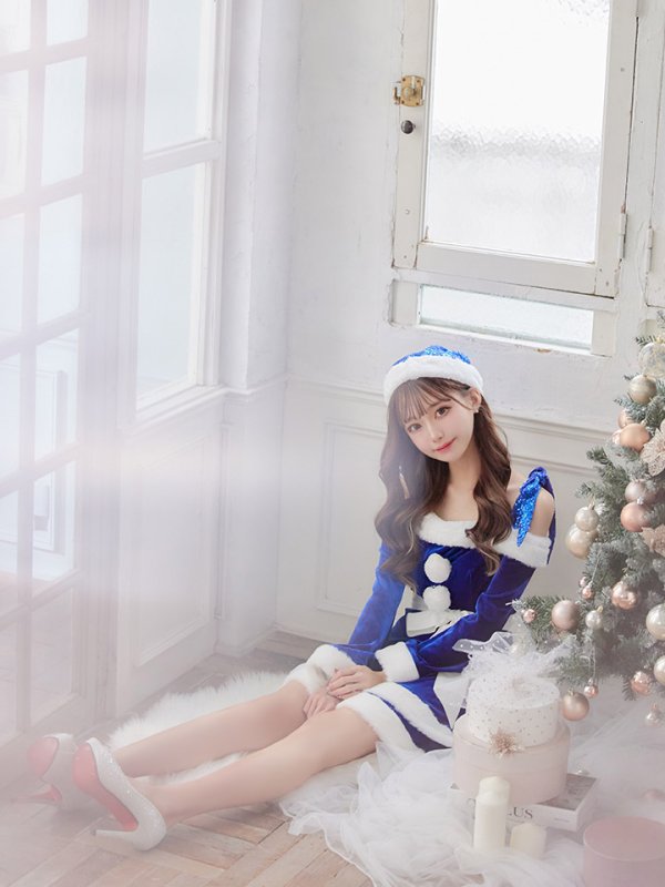 画像15: 【一部予約 / 11月中旬発送予定】【sugar nine サンタコス 4点セット】【XS-XLサイズ/8カラー】グリッターリボン2段フレアサンタコスプレ[OF01] (15)