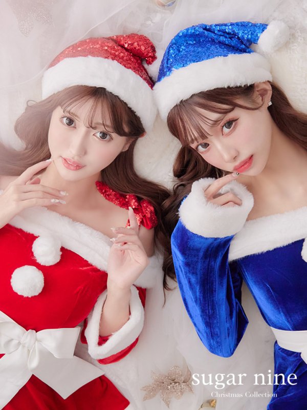 画像3: 【一部予約 / 11月中旬発送予定】【sugar nine サンタコス 4点セット】【XS-XLサイズ/8カラー】グリッターリボン2段フレアサンタコスプレ[OF01] (3)