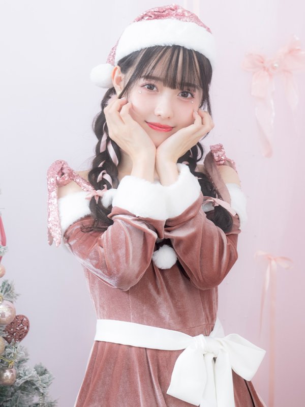 画像27: 【一部予約 / 11月中旬発送予定】【送料無料！】【サンタ】グリッターリボン2段フレアサンタコスプレ【コスプレ4点セット】【XS-XLサイズ/8カラー】[OF03] (27)
