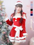 画像1: 【即日発送！】【サンタコス 4点セット】【S-Lサイズ/6カラー】グリッターリボン2段フレアサンタコスプレ[YMT] (1)