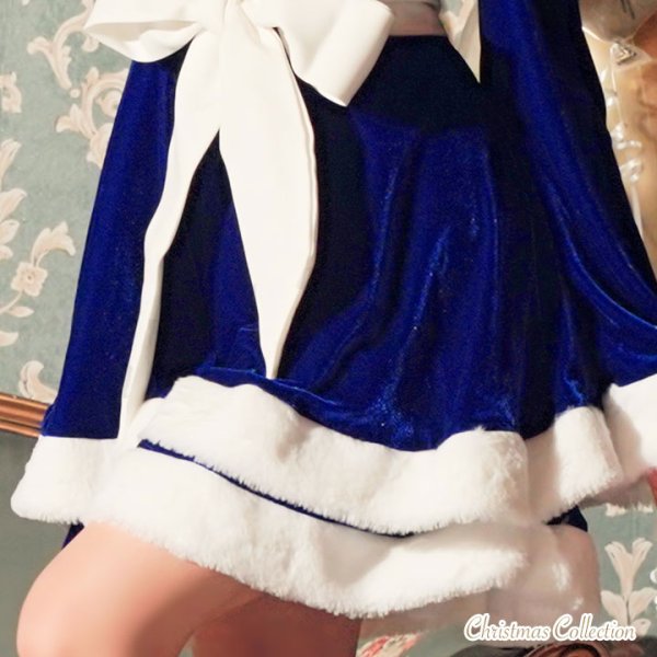 画像10: 【sugar nine サンタコス 4点セット】【XS-XLサイズ/8カラー】グリッターリボン2段フレアサンタコスプレ[OF01] (10)