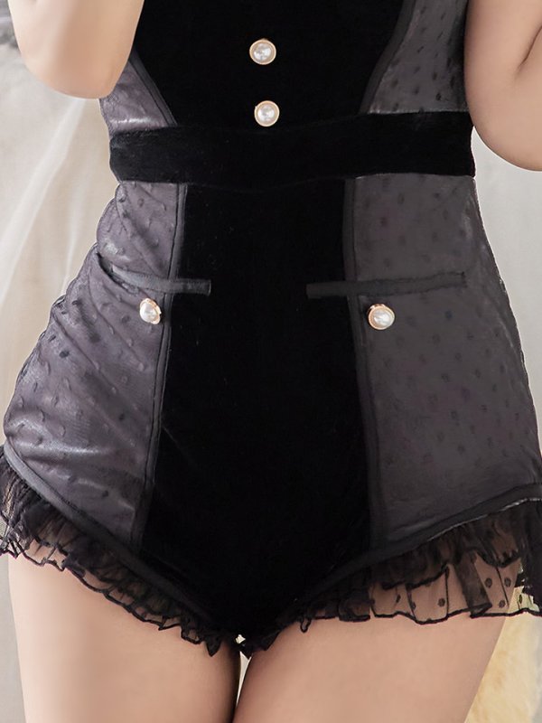 画像10: 【即日発送】ブラックドットレースバニーコスプレ【sugar nineハロウィン5点セット】【XS-Lサイズ/1カラー】[HC03] (10)