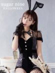 画像2: 【即日発送】ブラックドットレースバニーコスプレ【sugar nineハロウィン5点セット】【XS-Lサイズ/1カラー】[HC03] (2)