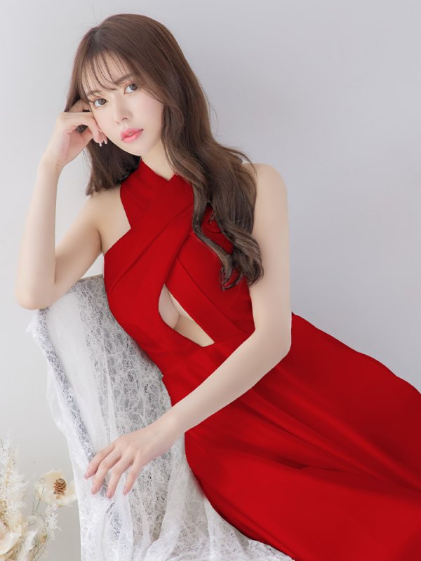 画像4: XS-Lサイズあり【Jessica/ジェシカ】ワンカラー/ バンテージ/ テールカット/ Aライン/ ワンピース/ マキシ丈/ キャバドレス【HC03】 (4)