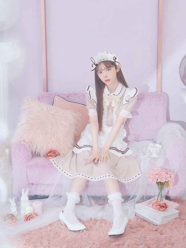 画像8: 【値下げ！】【即日発送】【ハロウィン】緩苺ちゃん着用 クラシカルメイドコスプレ 【コスプレ4点セット】【S-Lサイズ/2カラー】[YMT (8)