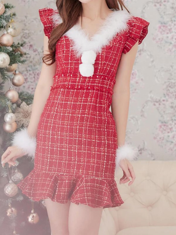 画像5: 【即日発送】ツイードマーメイドドレスサンタ【sugar nine サンタコス 4点セット】【S-XLサイズ/2カラー】[OF01] (5)