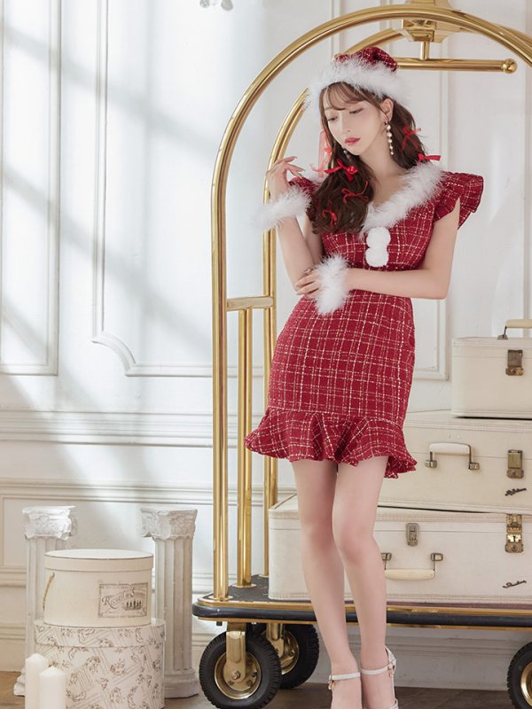 画像17: 【即日発送】ツイードマーメイドドレスサンタ【sugar nine サンタコス 4点セット】【S-XLサイズ/2カラー】[YMT] (17)