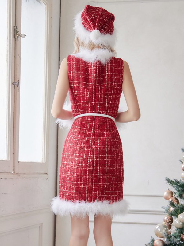 画像15: SALE!ミディアム丈/ ツイード/ ワンピースタイトサンタ【sugar nine サンタコス 5点セット】【XS-XLサイズ/3カラー】[YMT] (15)