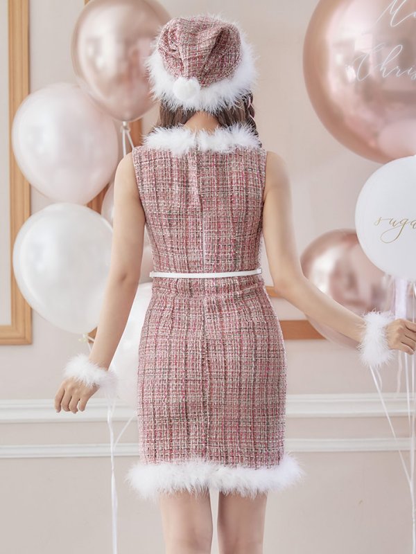 画像25: SALE!ミディアム丈/ ツイード/ ワンピースタイトサンタ【sugar nine サンタコス 5点セット】【XS-XLサイズ/3カラー】[YMT] (25)