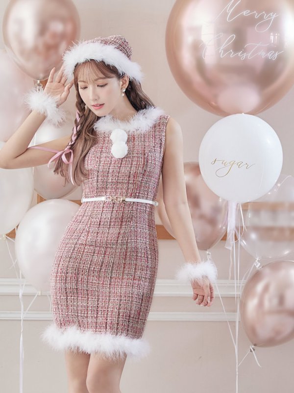 画像27: SALE!ミディアム丈/ ツイード/ ワンピースタイトサンタ【sugar nine サンタコス 5点セット】【XS-XLサイズ/3カラー】[YMT] (27)