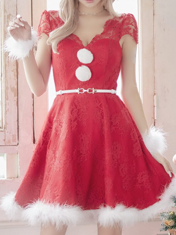 画像4: SALE!総レースフレアサンタ【sugar nine サンタコス 5点セット】【XS-Lサイズ/1カラー】[YMT] (4)