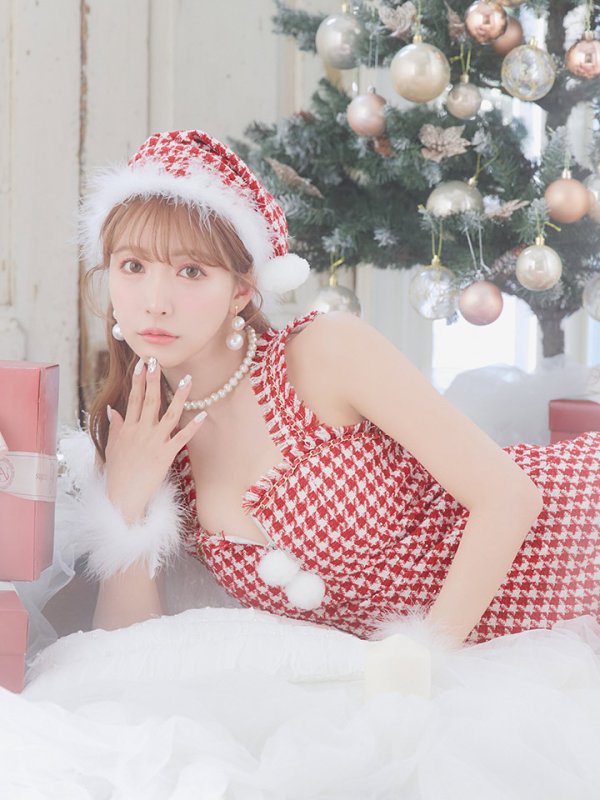 画像15: SALE!【XS-XLサイズ/2カラー】チェーンモチーフフロントジップタイトドレスサンタコスプレ[YMT] (15)