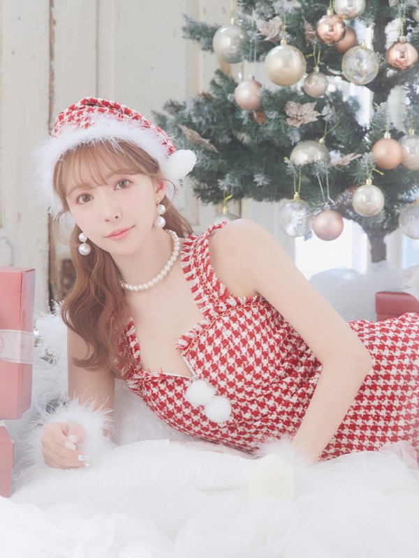 画像16: SALE!【XS-XLサイズ/2カラー】チェーンモチーフフロントジップタイトドレスサンタコスプレ[YMT] (16)