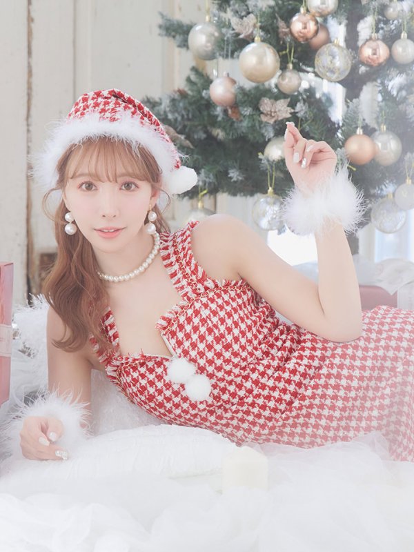 画像17: SALE!【XS-XLサイズ/2カラー】チェーンモチーフフロントジップタイトドレスサンタコスプレ[YMT] (17)