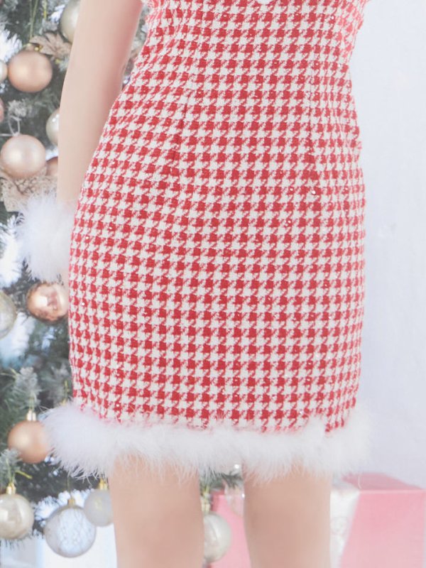 画像20: SALE!【XS-XLサイズ/2カラー】チェーンモチーフフロントジップタイトドレスサンタコスプレ[YMT] (20)