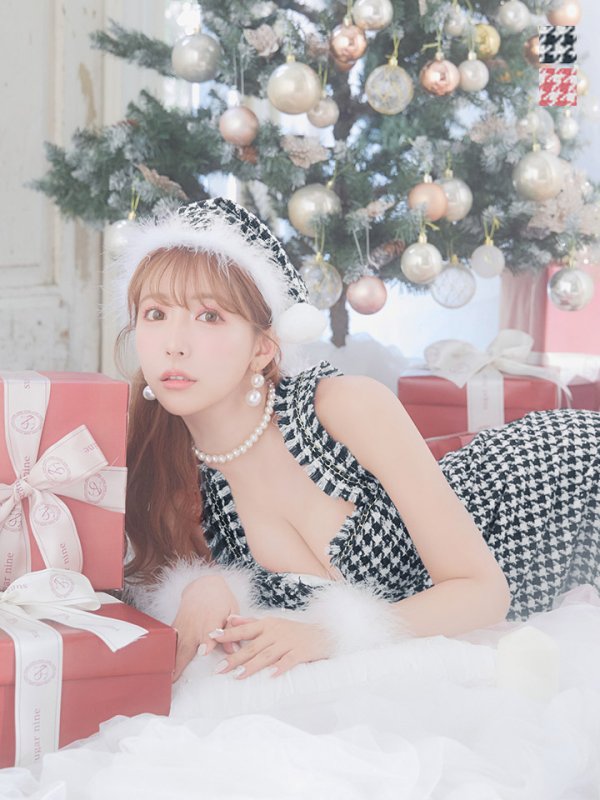 画像2: SALE!【XS-XLサイズ/2カラー】チェーンモチーフフロントジップタイトドレスサンタコスプレ[YMT] (2)