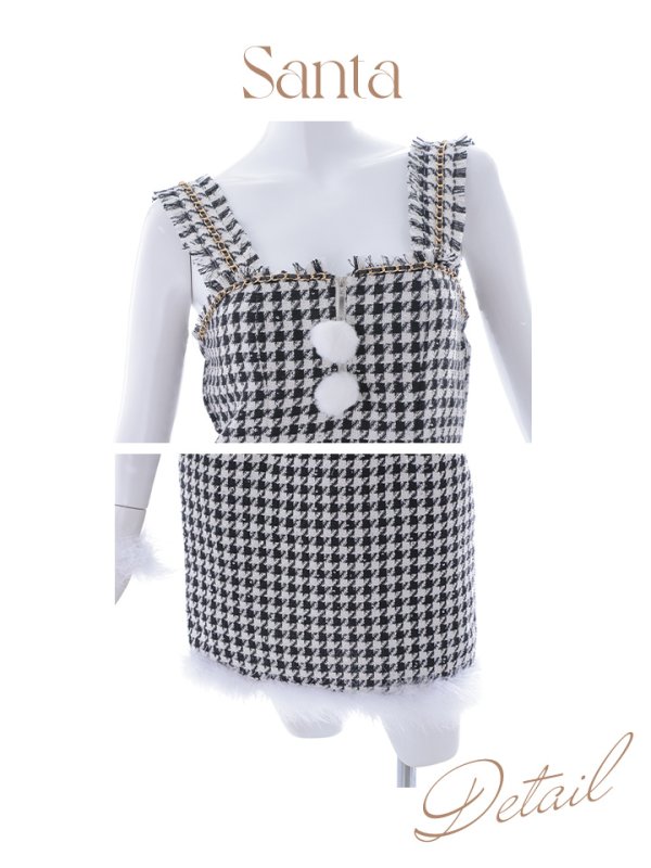 画像45: SALE!【サンタコス 4点セット】【XS-XLサイズ/2カラー】チェーンモチーフフロントジップタイトドレスサンタコスプレ[YMT] (45)