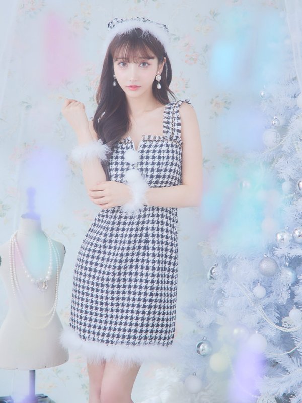 画像24: SALE!【XS-XLサイズ/2カラー】チェーンモチーフフロントジップタイトドレスサンタコスプレ[YMT] (24)