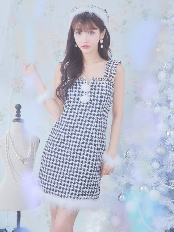 画像27: SALE!【XS-XLサイズ/2カラー】チェーンモチーフフロントジップタイトドレスサンタコスプレ[YMT] (27)