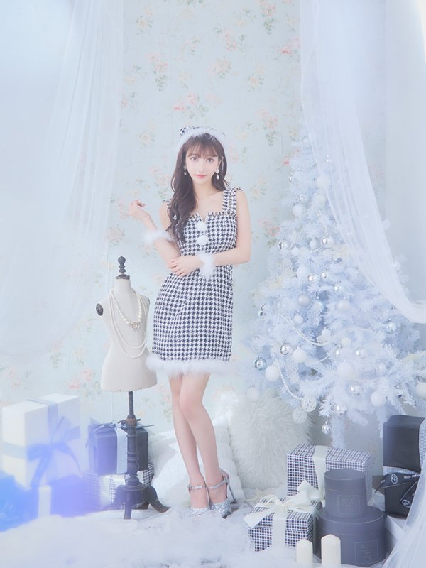 画像32: SALE!【XS-XLサイズ/2カラー】チェーンモチーフフロントジップタイトドレスサンタコスプレ[YMT] (32)