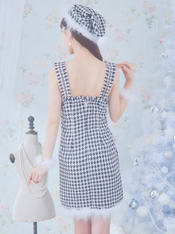 画像35: SALE!【XS-XLサイズ/2カラー】チェーンモチーフフロントジップタイトドレスサンタコスプレ[YMT] (35)