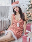 画像1: SALE!【サンタコス 4点セット】【XS-XLサイズ/2カラー】チェーンモチーフフロントジップタイトドレスサンタコスプレ[YMT] (1)