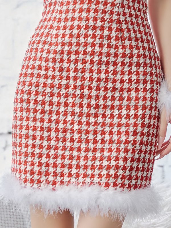 画像7: SALE!【サンタコス 4点セット】【XS-XLサイズ/2カラー】チェーンモチーフフロントジップタイトドレスサンタコスプレ[YMT] (7)