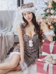 画像35: SALE!【サンタコス 4点セット】【XS-XLサイズ/2カラー】チェーンモチーフフロントジップタイトドレスサンタコスプレ[YMT] (35)